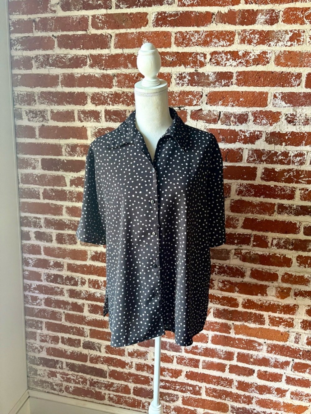 Y2K BonWorth Black & White Polka Dot Blouse